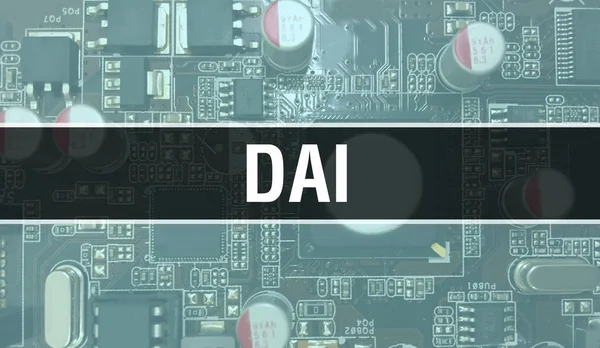 Dai Met Elektronische Componenten Geïntegreerde Printplaat Achtergrond Digitale Elektronische Hardware — Stockfoto