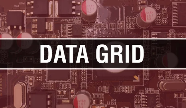 Data Grid with Electronic components on integrated circuit board Background.Digital Electronic Computer Hardware and Secure Data Concept. Computer motherboard and Data Grid. Data Grid Integrate
