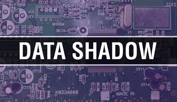 Data Shadow Konzept Mit Computermotherboard Data Shadow Text Geschrieben Auf — Stockfoto