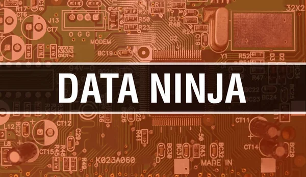 Data Ninja Conceito Com Placa Mãe Computador Data Ninja Texto — Fotografia de Stock