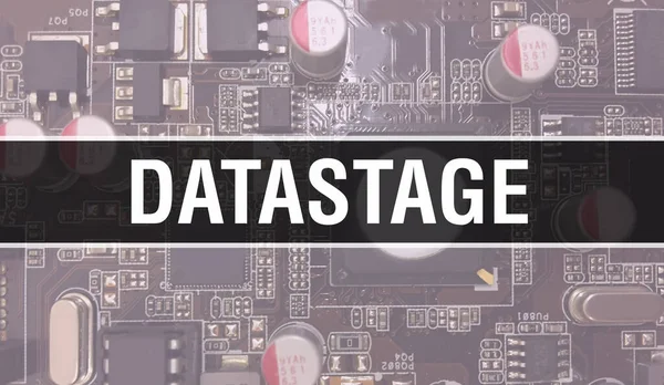Datastage Mit Elektronischen Komponenten Auf Integriertem Platinen Background Digital Electronic — Stockfoto