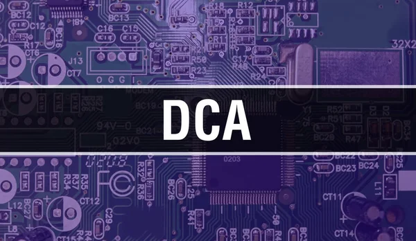 具有电子计算机硬件技术背景的Dca 具有电子集成电路和Dca的背景 电子电路板 带有计算机集成电路布尔的Dca — 图库照片