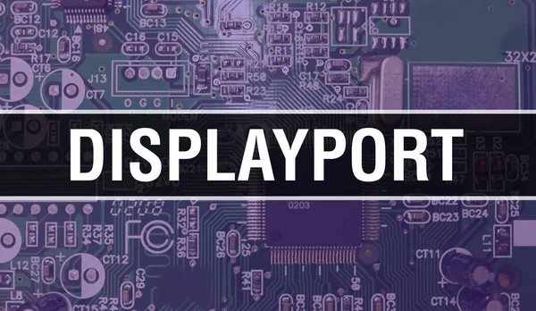 Displayportと電子計算機ハードウェア技術の背景 電子集積回路とDisplayportを用いたアブストラクトな背景 電子回路基板 コンピュート付きDisplayport — ストック写真
