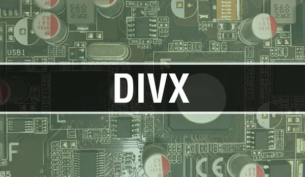 Divx Έννοια Ηλεκτρονικό Ολοκληρωμένο Κύκλωμα Στον Πίνακα Κυκλωμάτων Divx Computer — Φωτογραφία Αρχείου