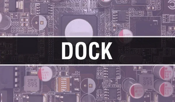 컴퓨터칩을 Dock 컨셉트 배경을 클로즈업해 디지털 하드웨어 인터넷 데이터베이스 Motherboard — 스톡 사진