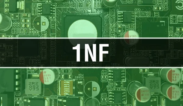 1Nf Konzeptillustration Mittels Computer Chip Circuit Board 1Nf Nahaufnahme Des — Stockfoto