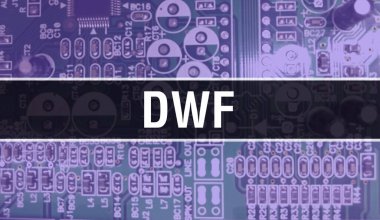 Entegre devre kartında elektronik bileşenleri olan DWF. Dijital Elektronik Bilgisayar Donanımı ve Güvenli Veri Konsepti. Bilgisayar anakart ve DWF. DWF Entegre Devre Domuzu