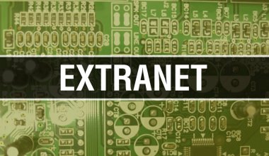 Devre Panosundaki Bilgisayar Çipi kullanılarak ekstraket konsepti çizimi. Entegre devre levha arka planının ekstra kapatılması. Elektronik Bilgisayar Donanım Teknolojisi Anakart Digita üzerine Extranet