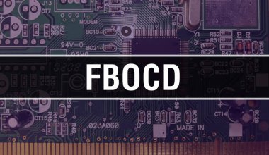 Elektronik Bilgisayar Donanım Teknolojisi geçmişi olan FBOCD. Elektronik Entegre Devre ve FBOCD ile soyut arkaplan. Elektronik Devre Kurulu. Bilgisayar Entegre Devre Domuzlu FBOCD
