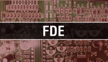 Devre Panosundaki Bilgisayar Çipini kullanarak FDE konsepti çizimi. Entegre devre tahtası arkaplanının FDE kapatılması. Elektronik Bilgisayar Donanım Teknolojisi Anakart Dijital Çip arka grubunda FDE