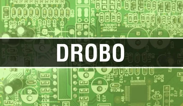 Drobo Dengan Komponen Elektronik Pada Papan Sirkuit Terintegrasi Background Digital — Stok Foto