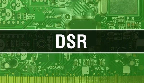 Dsr Text Napsaný Circuit Board Elektronické Abstraktní Technologické Zázemí Vývojáře — Stock fotografie