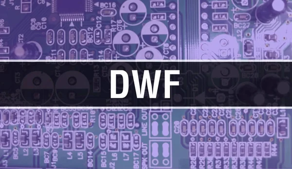 Dwf Med Elektroniska Komponenter Integrerat Kretskort Bakgrund Digital Electronic Computer — Stockfoto