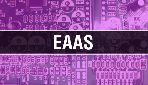 EaaS with Electronic components on integrated circuit board Background.Digital Electronic Computer Hardware and Secure Data Concept. Computer motherboard and EaaS. EaaS Integrated Circuits Boar