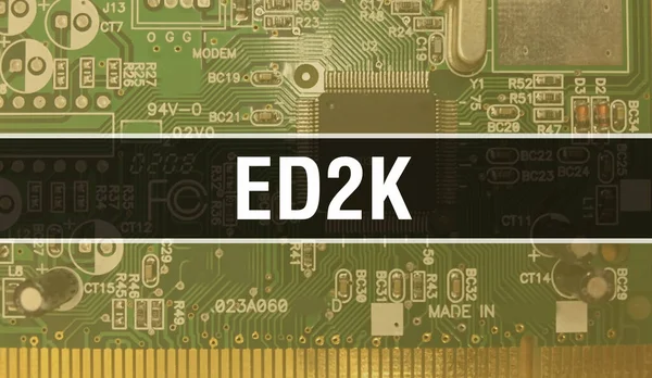 電子計算機ハードウェア技術の背景を持つEd2K 電子集積回路とEd2Kを用いたアブストラクトな背景 電子回路基板 コンピュータ集積回路基板とEd2K — ストック写真