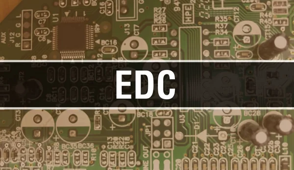 EDC metni yazılım geliştiricisi ve bilgisayar yazılımının Elektronik soyut teknoloji arka planında yazıldı. EDC entegre devreler konsepti. EDC entegre devre ve direnç