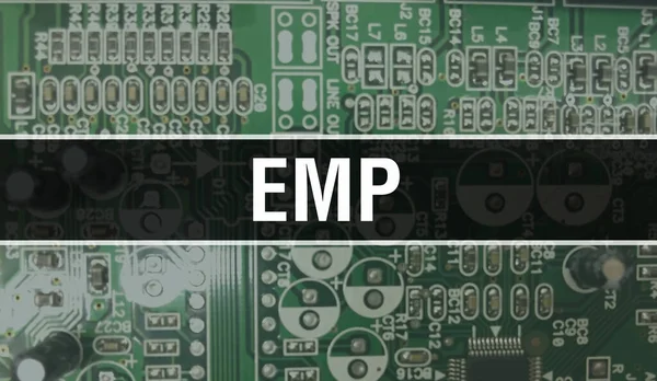 Illustration Des Emp Konzepts Mittels Computer Chip Circuit Board Emp — Stockfoto