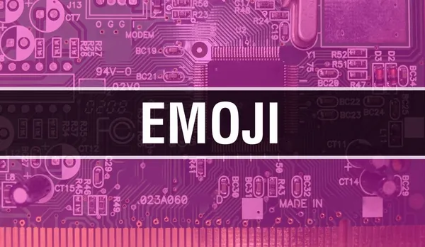 Emoji Tłem Technologii Electronic Computer Hardware Streszczenie Tła Elektronicznym Układem — Zdjęcie stockowe