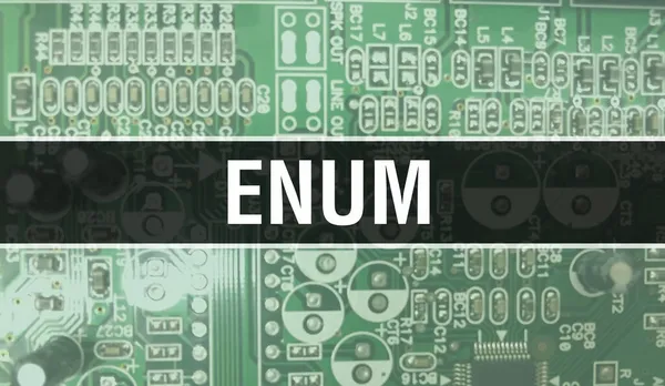 Illustration Concept Enum Utilisant Puce Ordinateur Dans Carte Circuit Enum — Photo