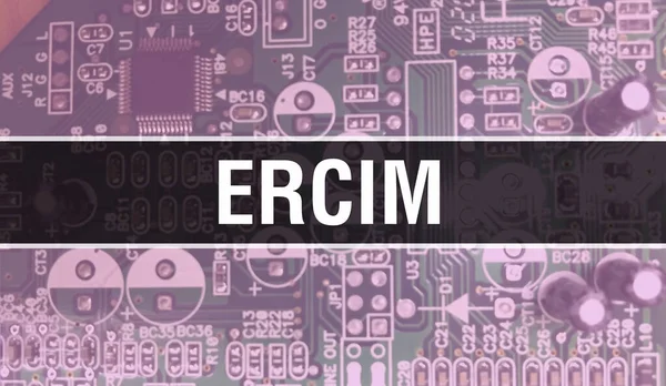 Ercim 텍스트는 일렉트로닉 테크놀로지의 소프트웨어 개발자와 컴퓨터 스크립트의 배경으로 작성되었다 — 스톡 사진