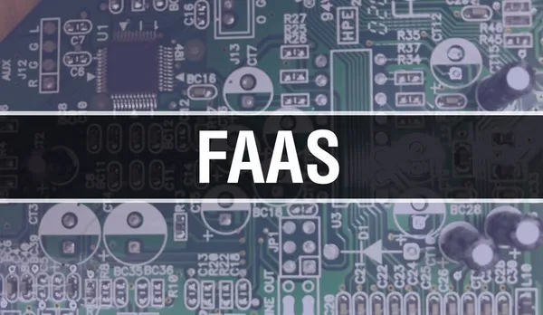 FaaS text written on Circuit Board Electronic abstract technology background of software developer and Computer script. FaaS concept of Integrated Circuits. FaaS integrated circuit and resistor