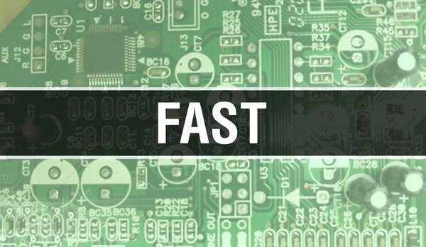 Schneller Text Geschrieben Auf Circuit Board Electronic Abstrakte Technologie Hintergrund — Stockfoto
