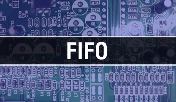 集積回路基板上に電子部品を搭載したFifo背景デジタル電子計算機ハードウェアとセキュアデータコンセプト コンピュータマザーボードとFifo Fifo集積回路ボール — ストック写真