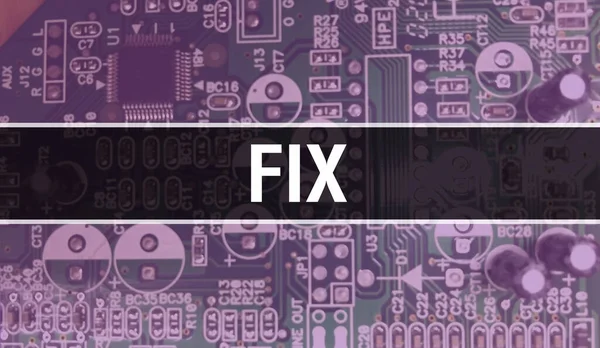 Fix 텍스트는 일렉트로닉스의 소프트웨어 개발자와 컴퓨터 스크립트의 추상적 작성되었다 Fix — 스톡 사진