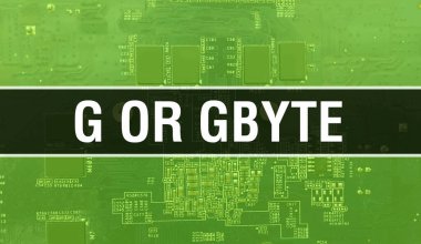 G ya da GByte ile Teknoloji Anakart Dijital. G veya GByte ve Bilgisayar Devresi Elektronik Bilgisayar Donanım Teknolojisi Anakart Dijital Çip kavramı. G ya da GByte 'ı entegre ederek kapat