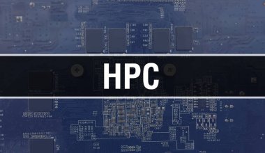 Teknoloji Anakart Dijital ile HPC. HPC ve Bilgisayar Devre Kurulu Elektronik Bilgisayar Donanım Teknolojisi Anakart Dijital Çip kavramı. Entegre devre domuzuyla HPC 'yi kapat