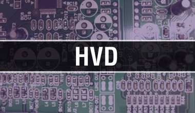 Entegre devre kartında elektronik bileşenleri olan HVD. Dijital Elektronik Bilgisayar Donanımı ve Güvenli Veri Kavramı. Bilgisayar anakart ve HVD. HVD Entegre Devre Domuzu