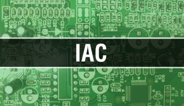 IaC with Electronic Computer Hardware technology background. Abstract background with Electronic Integrated Circuit and IaC. Electronic Circuit Board. IaC with Computer Integrated Circuit Boar clipart