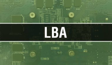 Elektronik bileşenleri olan LBA entegre devre kartı BackGround.Dijital Elektronik Bilgisayar Donanımı ve Güvenli Veri Kavramı. Bilgisayar anakart ve LBA. LBA Entegre Devre Domuzu