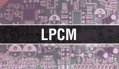 Devre Panosundaki Bilgisayar Çipi kullanarak LPCM konsepti çizimi. LPCM entegre devre levha arkaplanını kapat. Elektronik Bilgisayar Donanım Teknolojisi Anakart Dijital Chi üzerine LPCM