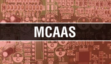 Elektronik Bilgisayar Donanım Teknolojisi geçmişi olan MCaaS. Elektronik Entegre Devre ve MCAAS ile soyut bir arkaplan. Elektronik Devre Kurulu. Bilgisayar Entegre Devre Domuzu ile MCaaS