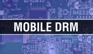 Mobil DRM ve Teknoloji Anakart Dijital. Mobil DRM ve Bilgisayar Devre Kurulu Elektronik Bilgisayar Donanım Teknolojisi Anakart Dijital Çip kavramı. Mobil DRM 'yi entegre ederek kapat