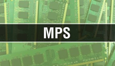 Elektronik Bilgisayar Donanım Teknolojisi geçmişi olan MPS. Elektronik Entegre Devre ve MPS ile soyut bir arkaplan. Elektronik Devre Kurulu. Bilgisayar Entegre Devre Domuzu ile MPS