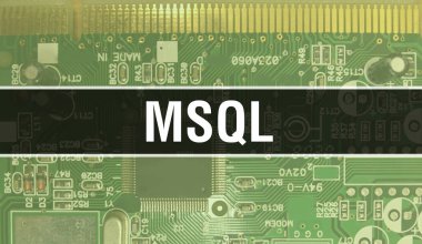 mSQL ve entegre devre kartı BackGround.Dijital Elektronik Bilgisayar Donanımı ve Güvenli Veri Kavramı. Bilgisayar ana kartı ve MSQL. mSQL Entegre Devre Domuzu