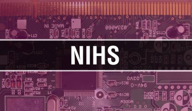 Entegre devre kartında elektronik bileşenleri olan NIHS. Dijital Elektronik Bilgisayar Donanımı ve Güvenli Veri Kavramı. Bilgisayar anakart ve NIHS. NIHS Entegre Devre Domuzu