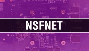 Teknoloji ile NSFNet Ana Kart Dijital. NSFNet ve Bilgisayar Devresi Elektronik Bilgisayar Donanım Teknolojisi Anakart Dijital Çip kavramı. Entegre devre yaban domuzuyla NSFNet 'i kapat