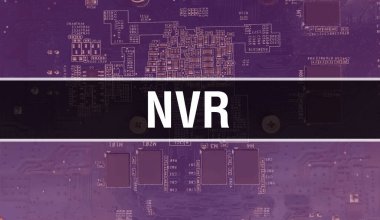 Elektronik Bilgisayar Donanım Teknolojisi geçmişi olan bir NVR. Elektronik Entegre Devre ve NVR ile soyut bir arkaplan. Elektronik Devre Kurulu. Bilgisayar Entegre Devre Domuzu ile NVR
