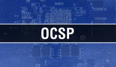 Elektronik Bilgisayar Donanım Teknolojisi geçmişi olan OCSP. Elektronik Entegre Devre ve OCSP ile soyut bir arkaplan. Elektronik Devre Kurulu. Bilgisayar Entegre Devre Domuzu ile OCSP