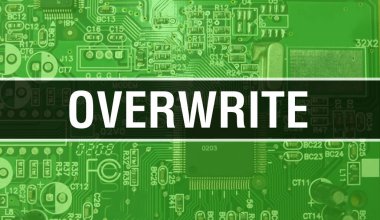 Devre Panosundaki Bilgisayar Çipini kullanarak konsept illüstrasyonun üzerine yaz. Entegre devre tahtası arkaplanının üzerine yaz. Elektronik Bilgisayar Donanım Teknolojisi Ana Yaban Domuzu Üzerine Üzerine Yaz