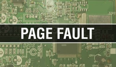 Devre Tahtasındaki Bilgisayar Çipi kullanılarak sayfa hatası illüstrasyonu. Entegre devre tahtası arkaplanının sayfa hatası. Elektronik Bilgisayar Donanım Teknolojisi Ana Yaban Domuzu Sayfa Hatası