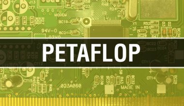 Teknoloji Anakart Dijital ile Petaflop. Petaflop ve Bilgisayar Devresi Elektronik Bilgisayar Donanım Teknolojisi Anakart Dijital Çip kavramı. Petaflop 'u entegre devre ile kapat