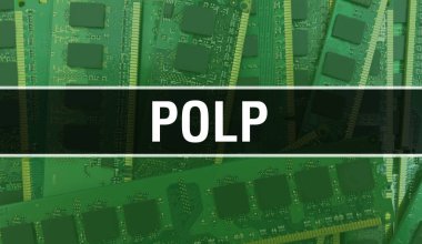 Yazılım geliştiricisi ve bilgisayar yazılımının elektronik soyut teknoloji arka planında POLP metni yazıldı. POLP entegre devreler konsepti. POLP entegre devre ve direnç