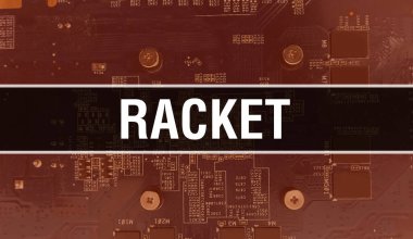 Entegre devre kartında elektronik bileşenleri olan raket. Dijital Elektronik Bilgisayar Donanımı ve Güvenli Veri Kavramı. Bilgisayar anakart ve raket. Raket Bütünleşik Devre