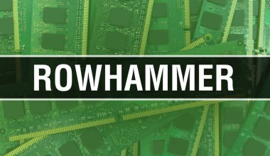Elektronik Bilgisayar Donanım Teknolojisi geçmişi olan Rowhammer. Elektronik Entegre Devre ve Rowhammer ile soyut bir arka plan. Elektronik Devre Kurulu. Bilgisayar Entegrasyonlu Rowhammer