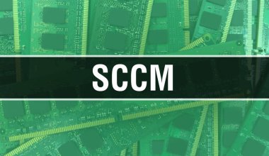 Elektronik bileşenleri entegre devre kartı BackGround.Dijital Elektronik Bilgisayar Donanımı ve Güvenli Veri Kavramı ile SCCM. Bilgisayar anakart ve SCCM. SCCM Bütünleşik Devre Domuzu