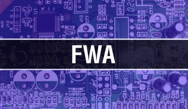Fwa 텍스트는 일렉트로닉 테크놀로지의 소프트웨어 개발자와 컴퓨터 스크립트의 배경으로 작성되었다 — 스톡 사진
